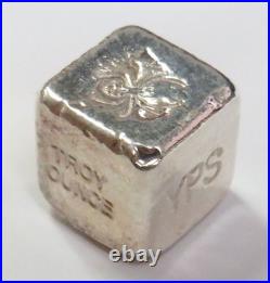 YEAGERS SPIDER 1oz TROY. 999 SILVER POURED SILVER YPS SQUARE CUBE DICE SIZE BAR