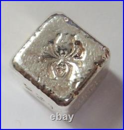 YEAGERS SPIDER 1oz TROY. 999 SILVER POURED SILVER YPS SQUARE CUBE DICE SIZE BAR