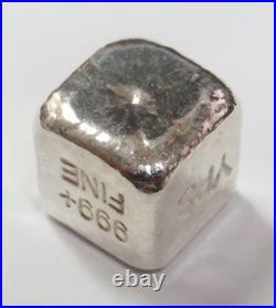 YEAGERS SPIDER 1oz TROY. 999 SILVER POURED SILVER YPS SQUARE CUBE DICE SIZE BAR