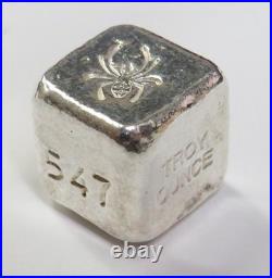YEAGERS SPIDER 1oz TROY. 999 SILVER POURED SILVER YPS SQUARE CUBE DICE SIZE BAR