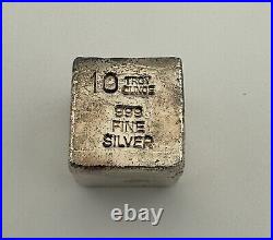 Yeagers, 10 oz. 999 Silver Hand Poured Cube! Nice Tone