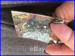 Zuni Inlaid Belt Buckle in Solid Silver Signed by Artist. Unusual Rare Vintage